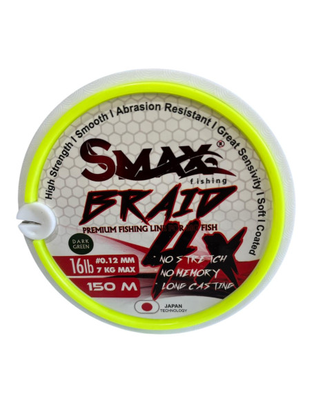 Fir Textil Smax Braid Line X4,  culoare Verde, 150m