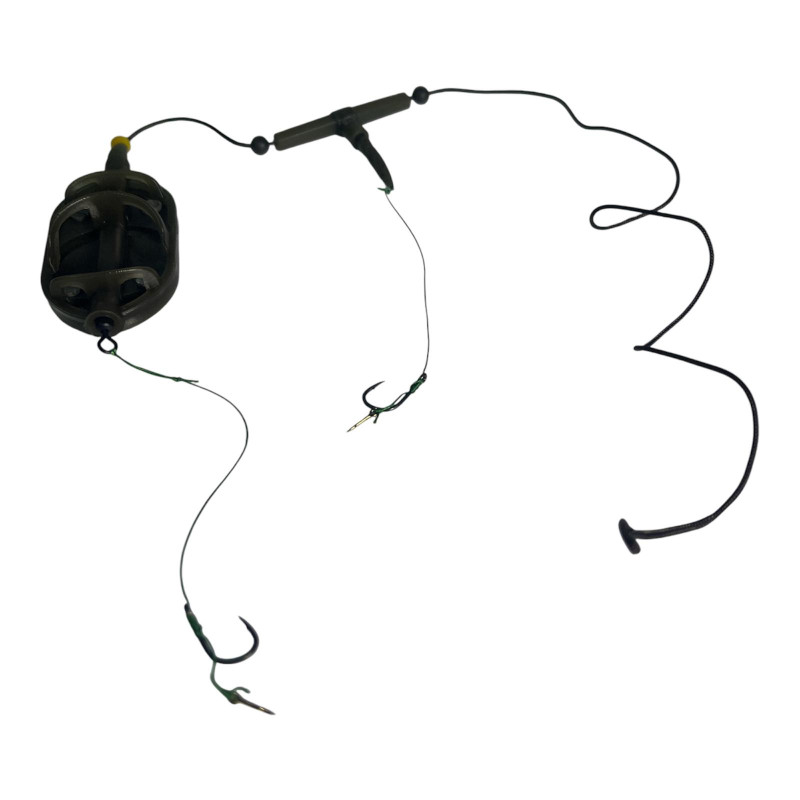 Montură pescuit crap Method in-line 40g cu 2 cârlige Nr.8 cu SPIN – Lazy Fish