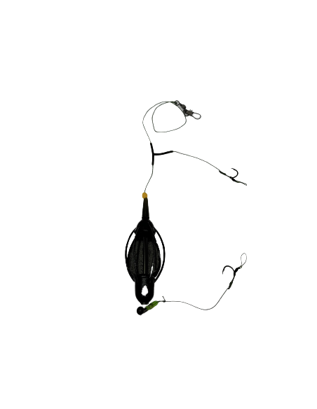 Montura pescuit crap pentru ape curgatoare 105g – 2 carlige | Calitate Premium