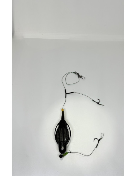 Montură pescuit crap ape curgătoare 105g – 2 cârlige | Premium