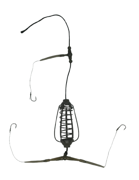 Montura cu momitor caras, crap 50g, 3 hooks Nr.8 / Leadfree 35LB - CA3850