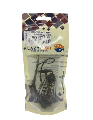 Montura cu momitor caras, crap 50g, 3 hooks Nr.8 / Leadfree 35LB - CA3850