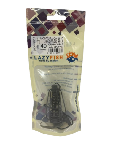 Montură pescuit crap/caras momitor 40g cu 2 cârlige Nr.6 – Lazy Fish CA2640