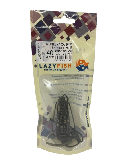Montură pescuit crap/caras momitor 40g cu 2 cârlige Nr.6 – Lazy Fish CA2640