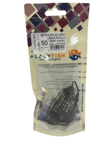 Montură pescuit universală crap/caras momitor ×2 50g cu 2 cârlige Nr.6 – Lazy Fish KA2650