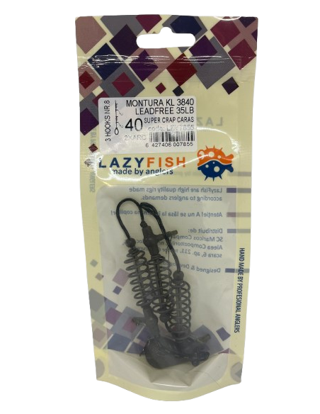 Montură pescuit crap/caras 3×arc 40g cu 3 cârlige Nr.8 – Lazy Fish KL3840 Super