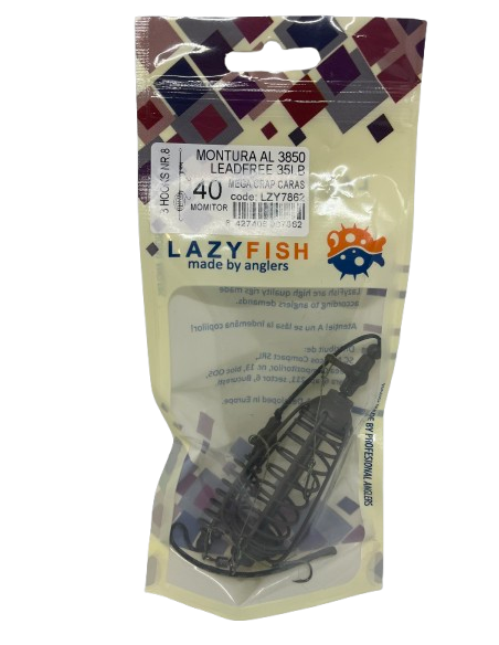 Montură pescuit crap/caras 50g cu 3 cârlige Nr.8 – Lazy Fish AL3850 Mega