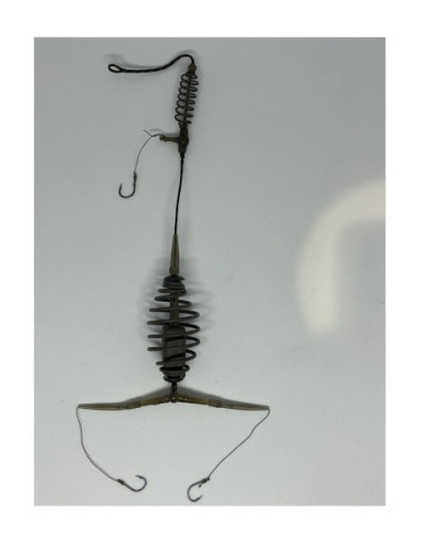 Montură pescuit universală crap/caras cu arc × 2 60g și 3 cârlige Nr.6 – Lazy Fish KS3660