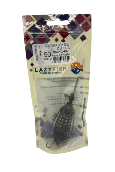 Montură pescuit crap/caras cu momitor și tijă 50g cu 2 cârlige Nr.8 – Lazy Fish BOA2850 2