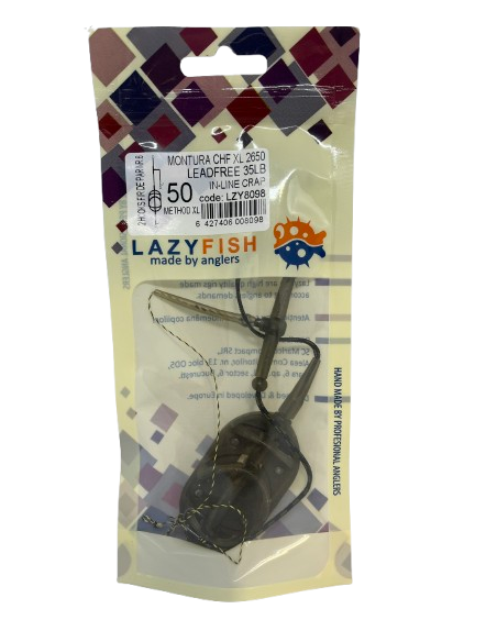 Montură pescuit crap Method XL in-line 50g cu 2 cârlige – Lazy Fish CHFXL2650