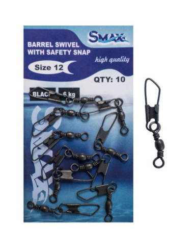 Agrafa tabla cu vartej  (Barrel Swivel With Safety Snap)  Smax, 10 buc./plic