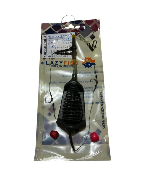 Montura pescuit crap Dunare 2 carlige Nr.4/Nr.6, Riska,  Lazy Fish | Calitate Premium